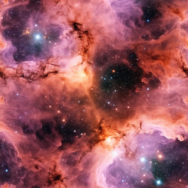 Una nebulosa con una nebulosa rosa en el centro.