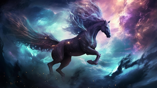 La nebulosa Pegasus vuela en medio de las nebulosas cósmicas