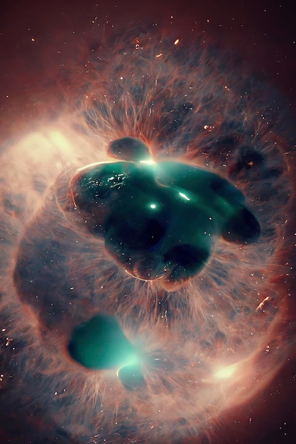 Nebulosa planetaria Nebulosa en la galaxia del espacio exterior Ilustración 3D de fondo abstracto de neón espacial hermoso