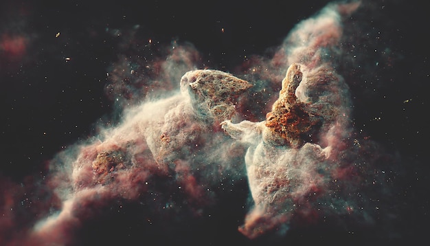 Nebulosa planetaria Nebulosa en la galaxia del espacio exterior Ilustración 3D de fondo abstracto de neón espacial hermoso