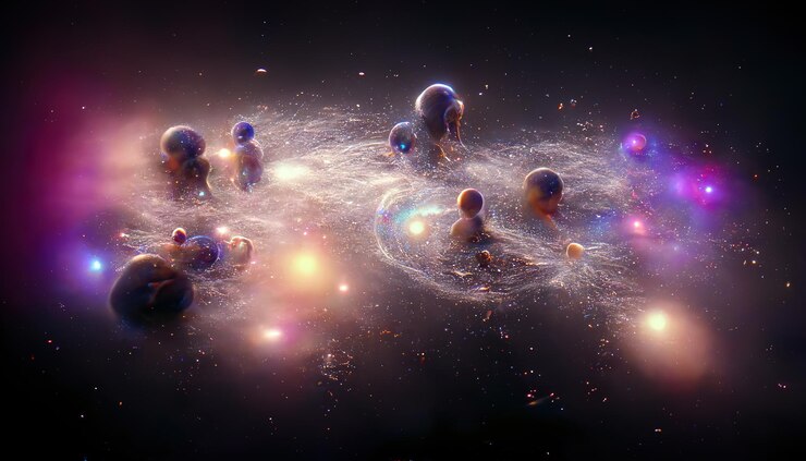 Nebulosa planetária Nebulosa na galáxia do espaço sideral Belo espaço neon abstrato ilustração 3D