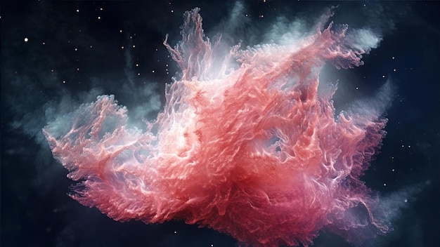 Una nebulosa rosa en el fondo de la ilustración del espacio