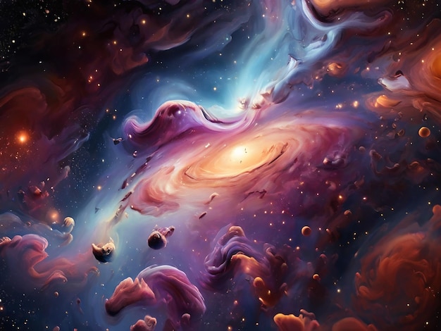 Nebulosa única y galaxias en el espacio fondo abstracto generado por ai