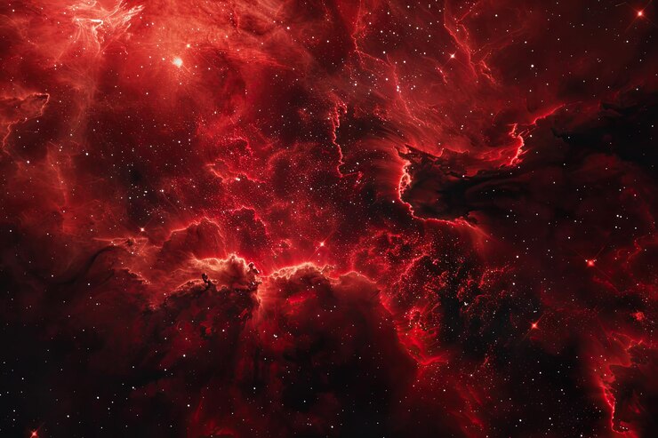 Foto nebulosa vermelha de fundo espacial em fundo branco