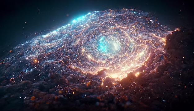 Nebulosa Vía Láctea y galaxias en el espacio 3D
