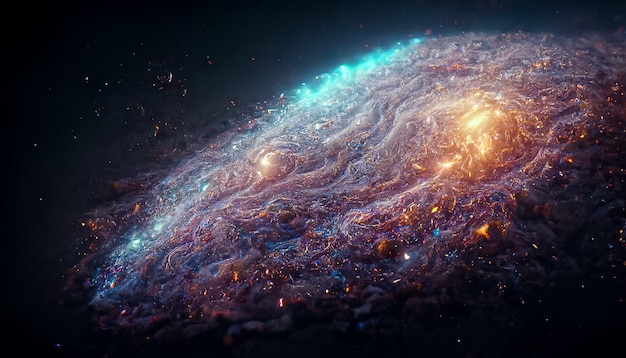 Nebulosa Vía Láctea y galaxias en el espacio 3D