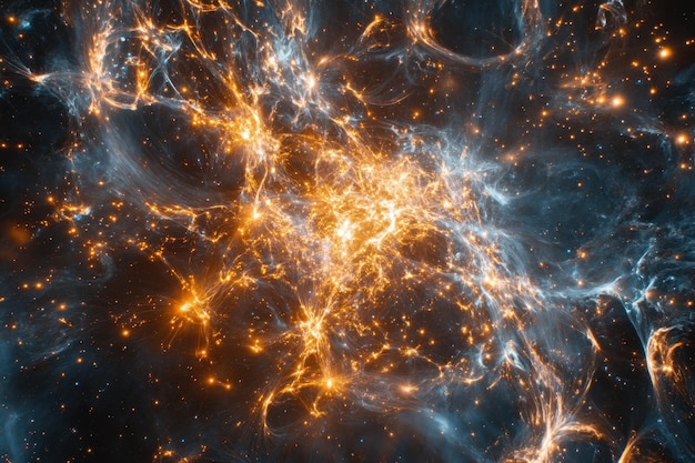 Una nebulosa vibrante con colores giratorios y estrellas brillantes en el espacio