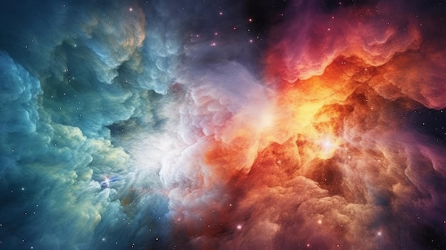 Nebulosas coloridas e etéreas, como a Orion Nebula AI gerada