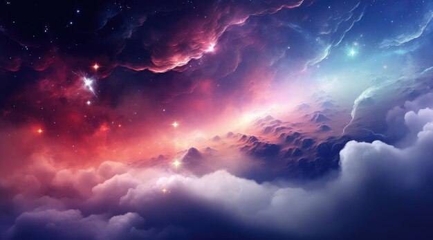 Nebulosas místicas y estrellas parpadeantes en un vibrante paisaje de sueños cósmico IA generativa