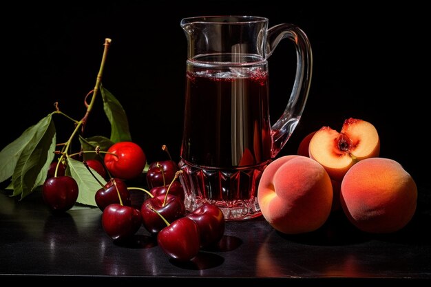 Foto nectarina com cereja seca