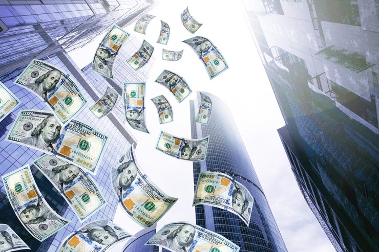 El negocio de la lluvia de dinero El negocio del dinero del banco