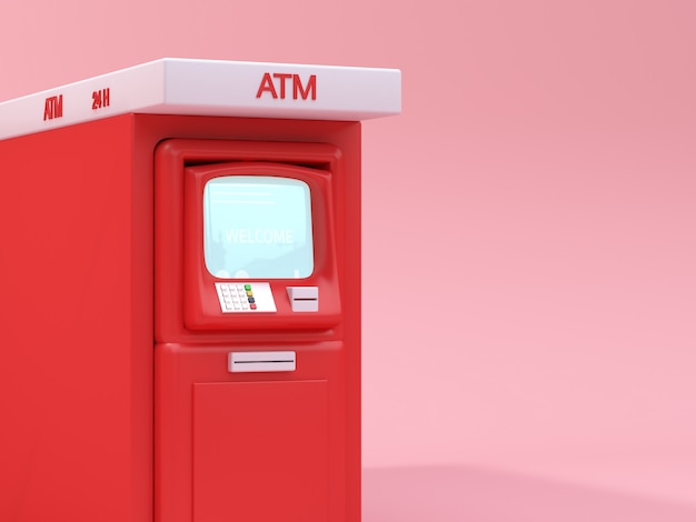 Negocio de tecnología de representación 3D de ATM rojo