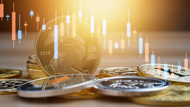 Negocios de bitcoin con gráfico