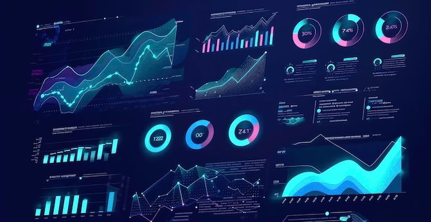 Foto negócios modernos com gráficos estatísticos e gráficos financeiros