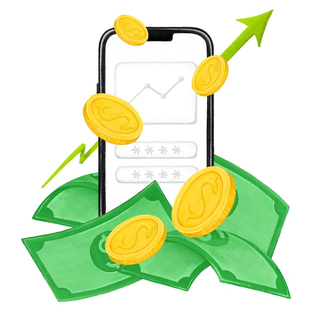 Negócios on-line png aumento de receita finanças remix fundo transparente