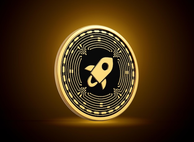 Y negra redondeada criptomoneda de oro luminarias estelares moneda de oro brillo de fondo ilustración 3d
