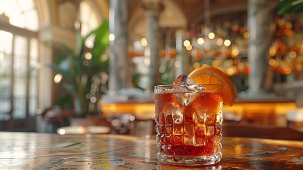 Foto negroni en un elegante café italiano