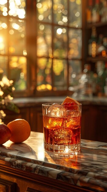 Foto negroni en un elegante café italiano