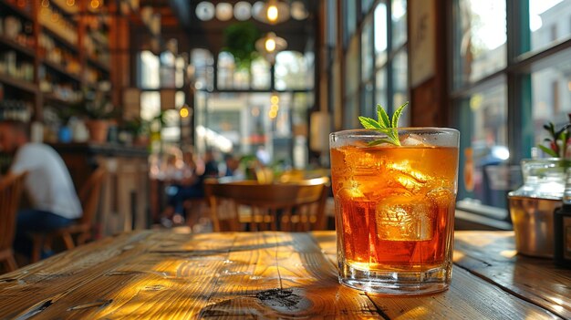 Foto negroni en un elegante café italiano