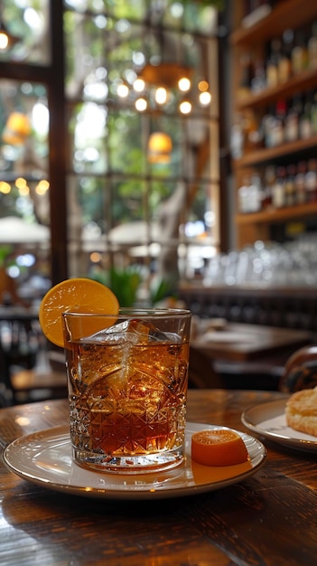 Foto negroni en un elegante café italiano