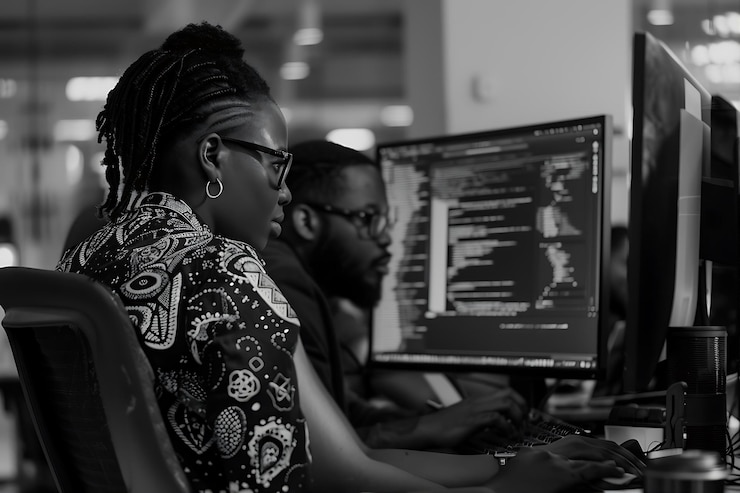 Foto los negros que trabajan en la oficina