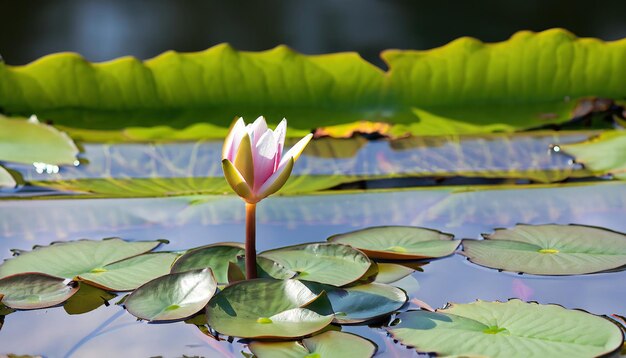 Un nenúfar con una flor dentro