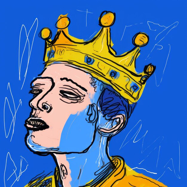 Foto neo-expressionista king painter inglês 39s ilustração digital vibrante em estilo de arte punk