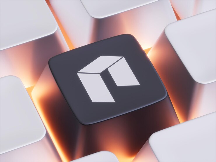 Foto neo keycap presione el botón cerrar crypto moneda 3d ilustración render