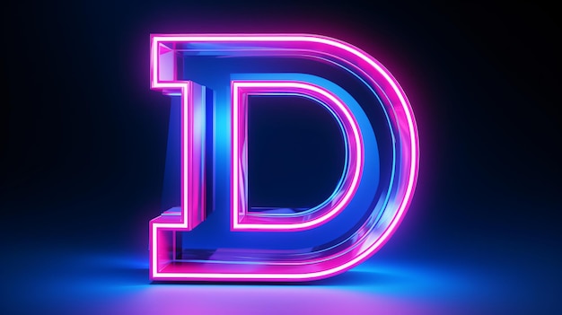 Foto neon 3d-schriftart blau- und rosa neonlicht 3d-rendering