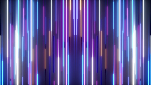 Neon abstrakter Hintergrund mit geschnitzten leuchtenden Linien - 3D-Rendering