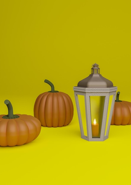 Neon amarelo outono outono outono fundo de exibição de produtos de Halloween abóboras lanterna vela fotografia