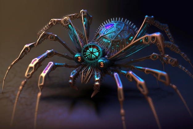 Neon, aranha Steampunk, ai criativo