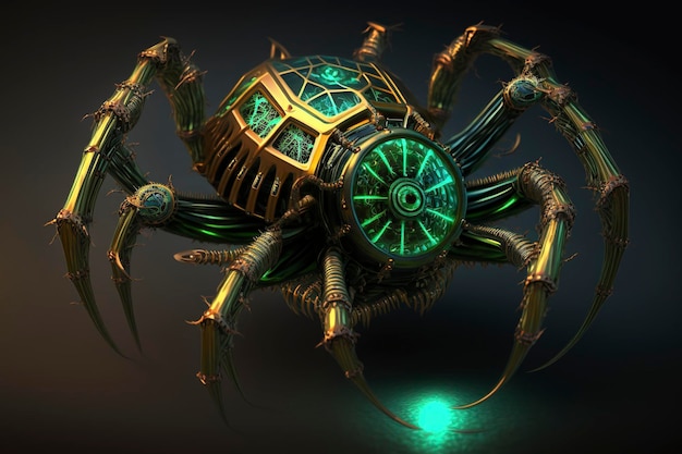 Neon, aranha Steampunk, ai criativo