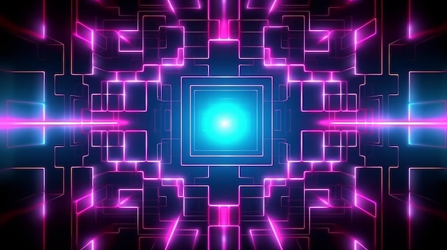 Neon Background com Glowing Technology Grid AI gerado