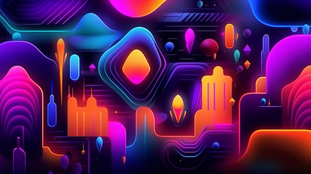 Neon Background com Neon Abstract Art AI gerado