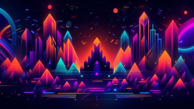 Neon Background com Neon Abstract Art AI gerado