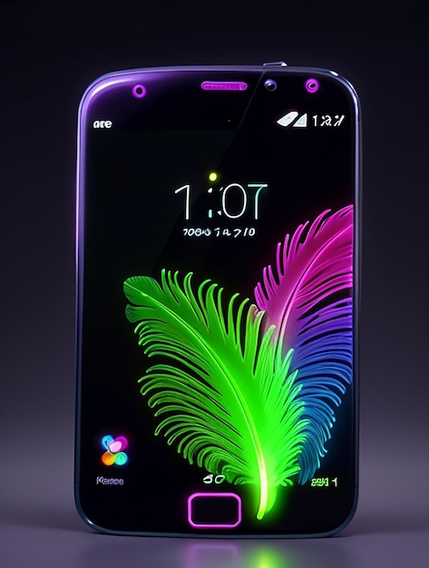 Neon Bird Feather amoled colorido Bela arte de penas isoladas em fundo