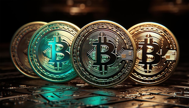 Neon Bitcoin und Kryptowährung Investitionskonzept Bitcoin Kryptowährungsmünzen Handel mit Krypto