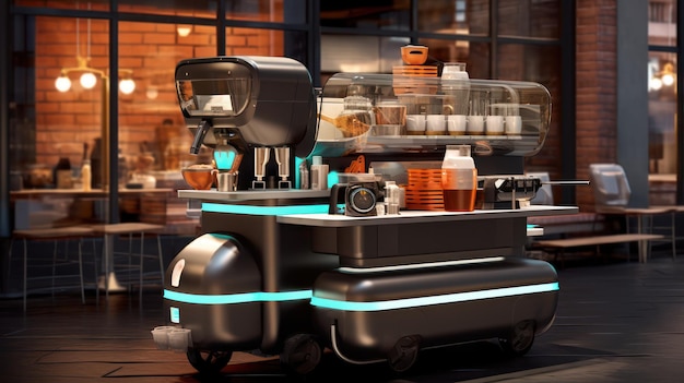 Foto neon brew maravilla la revolución del café urbano de los baristas robóticos