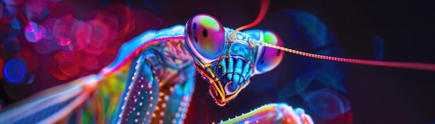 Neon cibernética de louva-deus