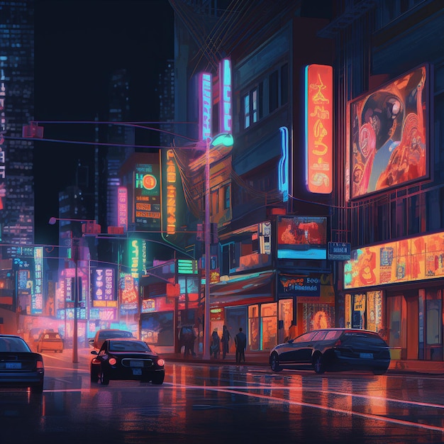 Neon City Street à noite