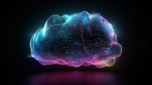 Neon-Cloud-Computing-Technologiekonzept Generative KI