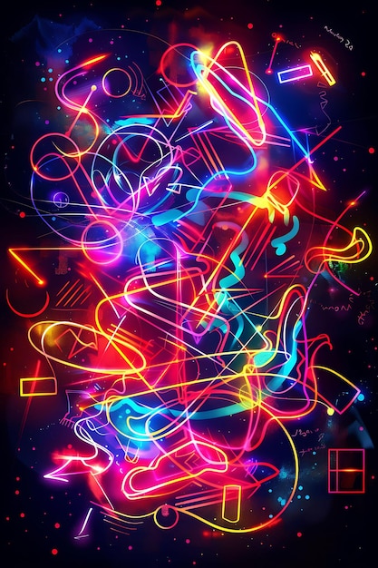 Neon Collage Fusão criativa de arte de colagem Y2K Elementos digitais de forma e imagens vibrantes Clipart