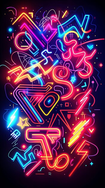 Neon Collage Fusão criativa de arte de colagem Y2K Elementos digitais de forma e imagens vibrantes Clipart