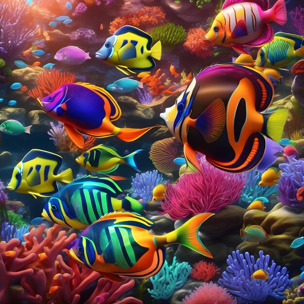 Foto neon colors paisagem subaquática inteligência artificial gerativa