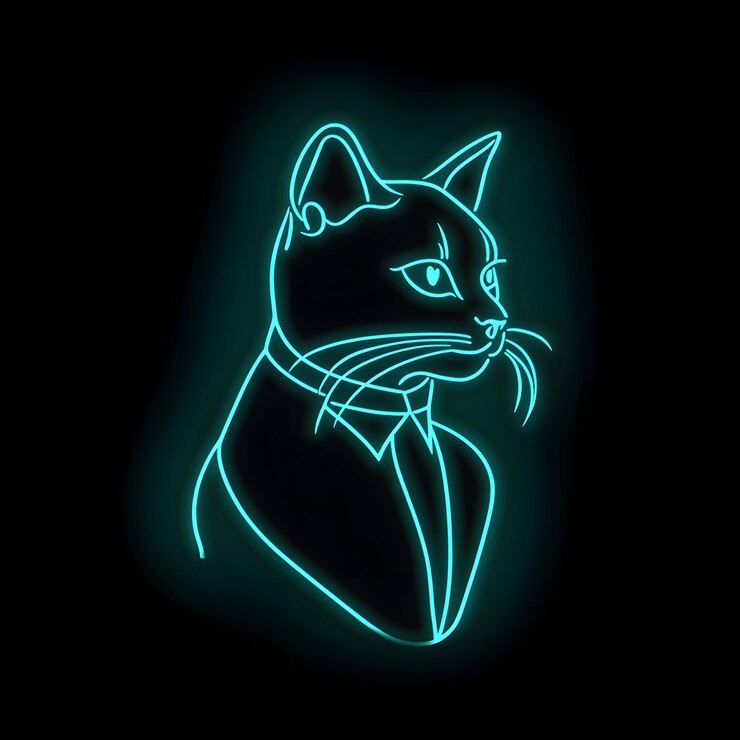 Foto neon contorno de um gato em um cavalheiro olhar ai generativa