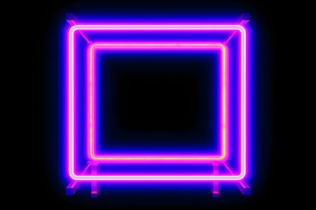Foto neon cyber frame post mockup de mídia social com retângulo cristalino e sobreposição de streamer