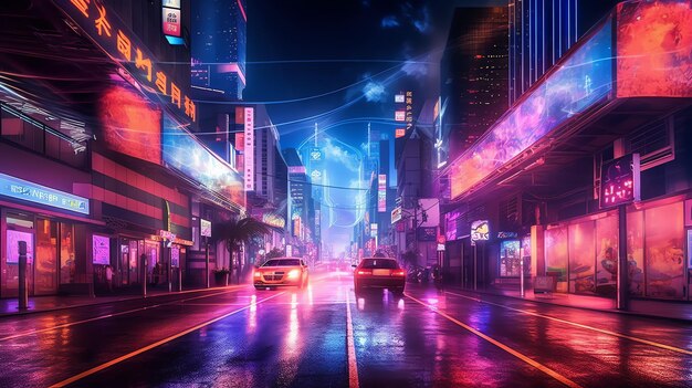 néon cyberpunk cidade urbana futuro metaverso noite roxo fundo de textura de rua