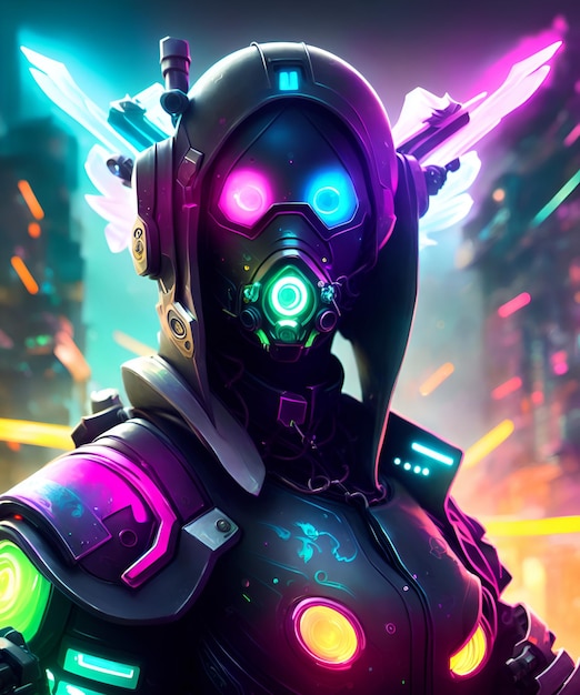 Neon-Cyberpunk-Göttin, bezaubernde Fantasy-Welt und Overwatch-inspirierte Kunstwerke