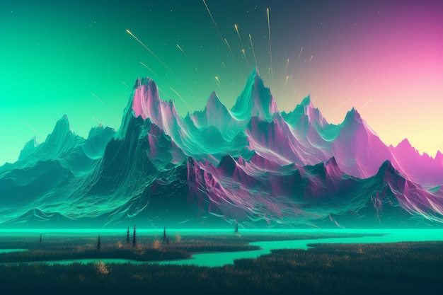 Neon de paisagem futurista Generate Ai